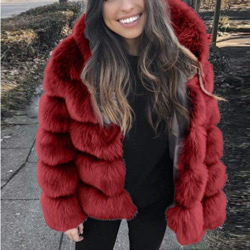 Women's Hooded Faux Fur Coat