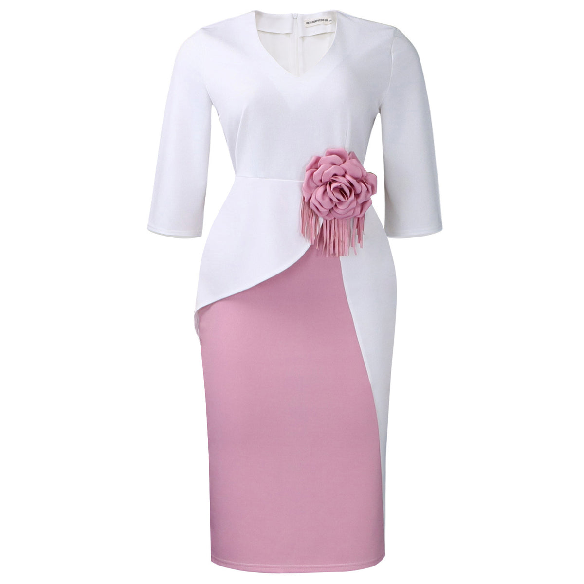 Women's Floral Pleated Half-Sleeve Dress