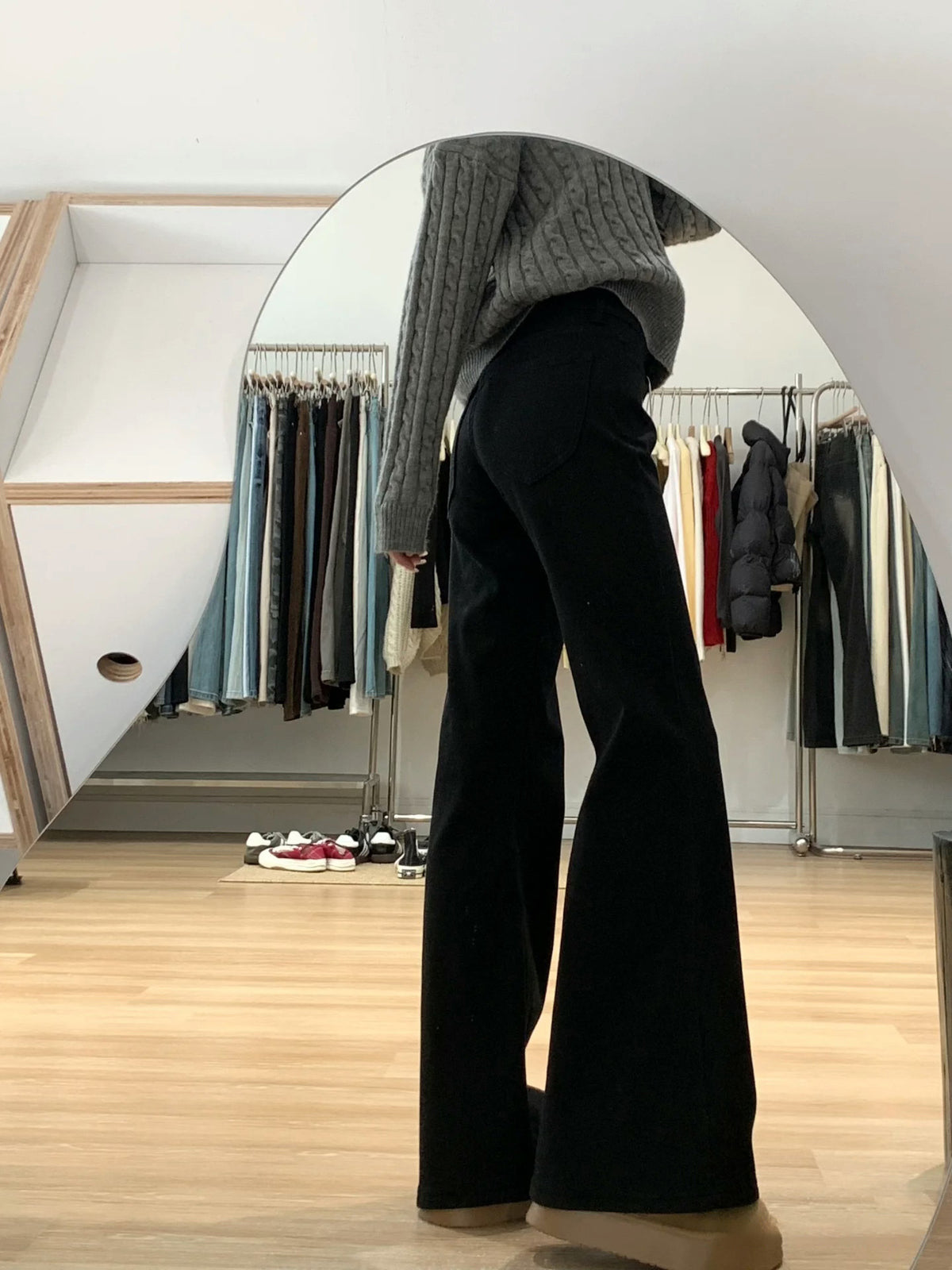 Women's High Waist Cotton Flared Pants