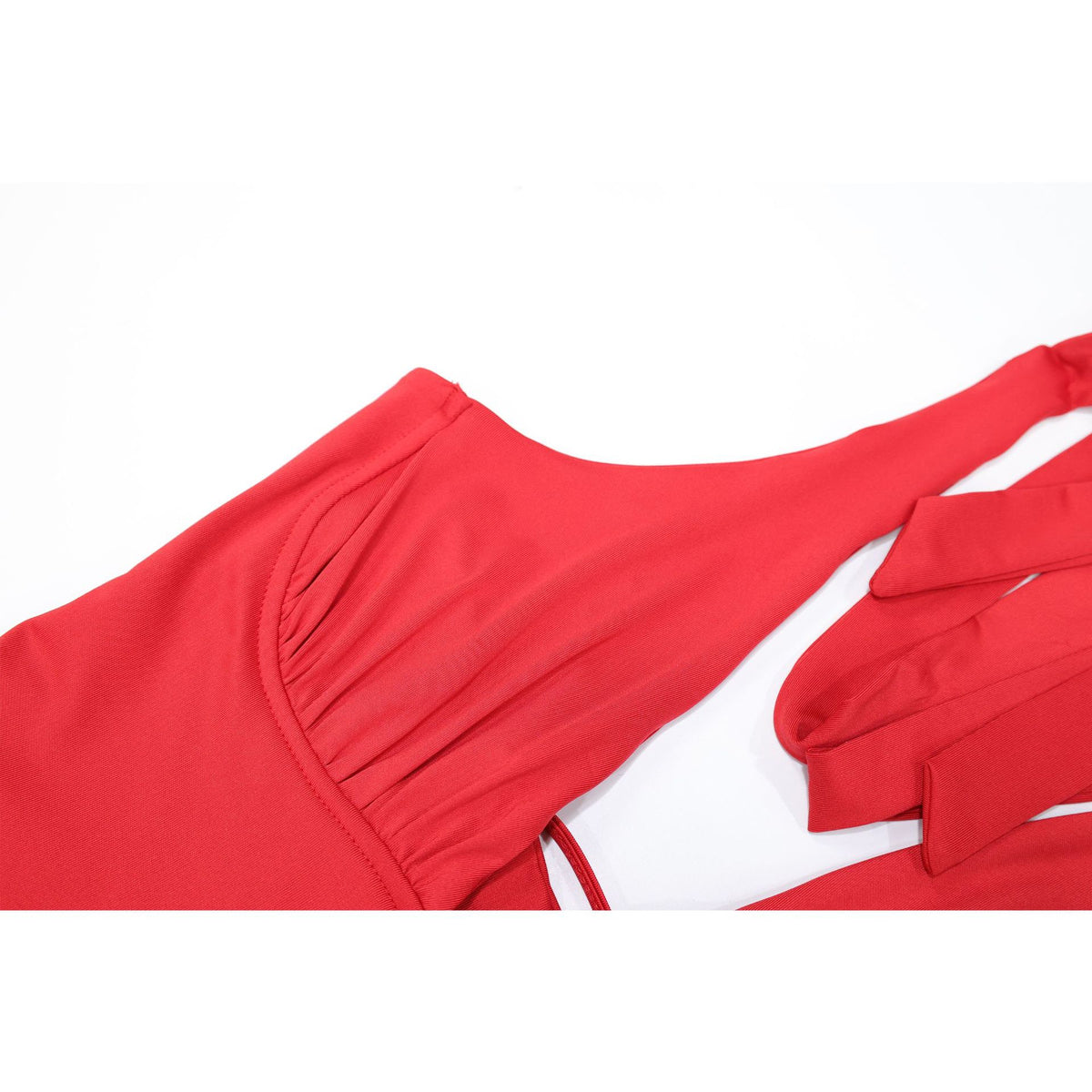 Women's Halter V-Neck Pleated Bodycon Dress