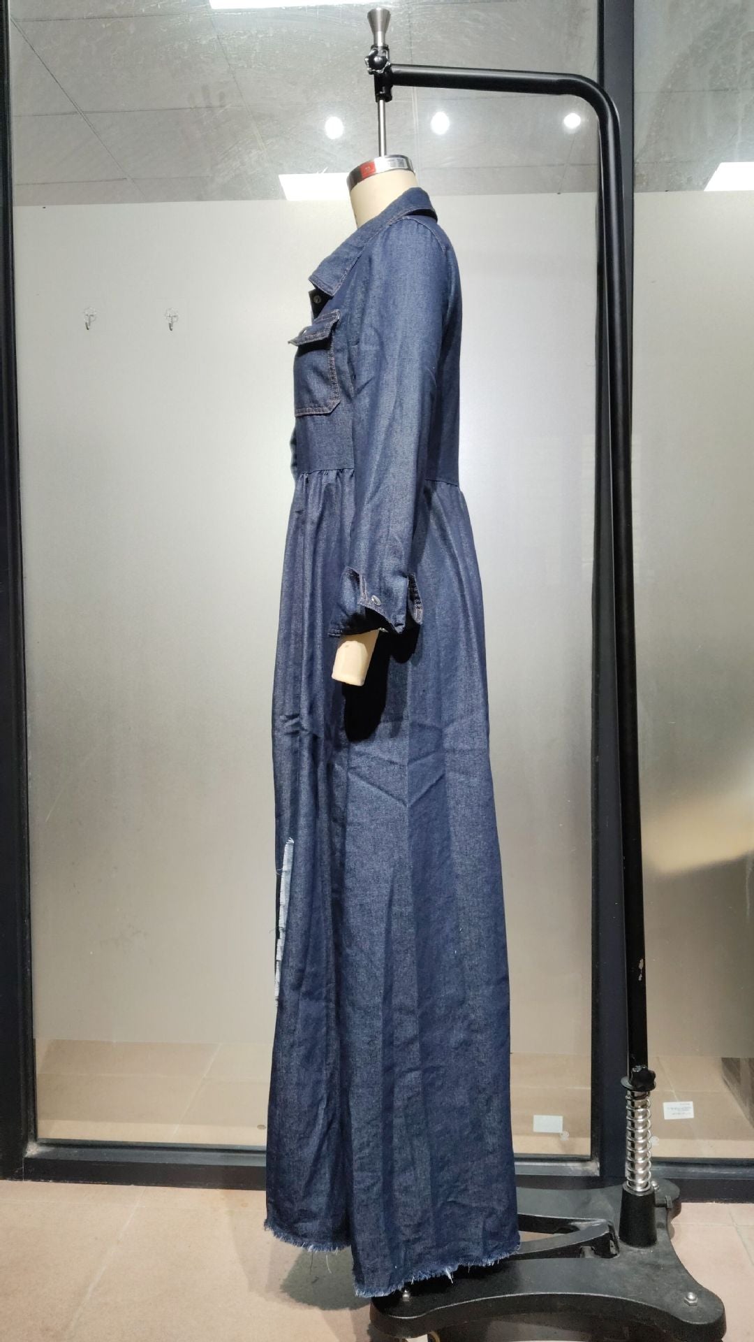 Women's Slim-Fit Vintage Long Sleeve Denim Dress