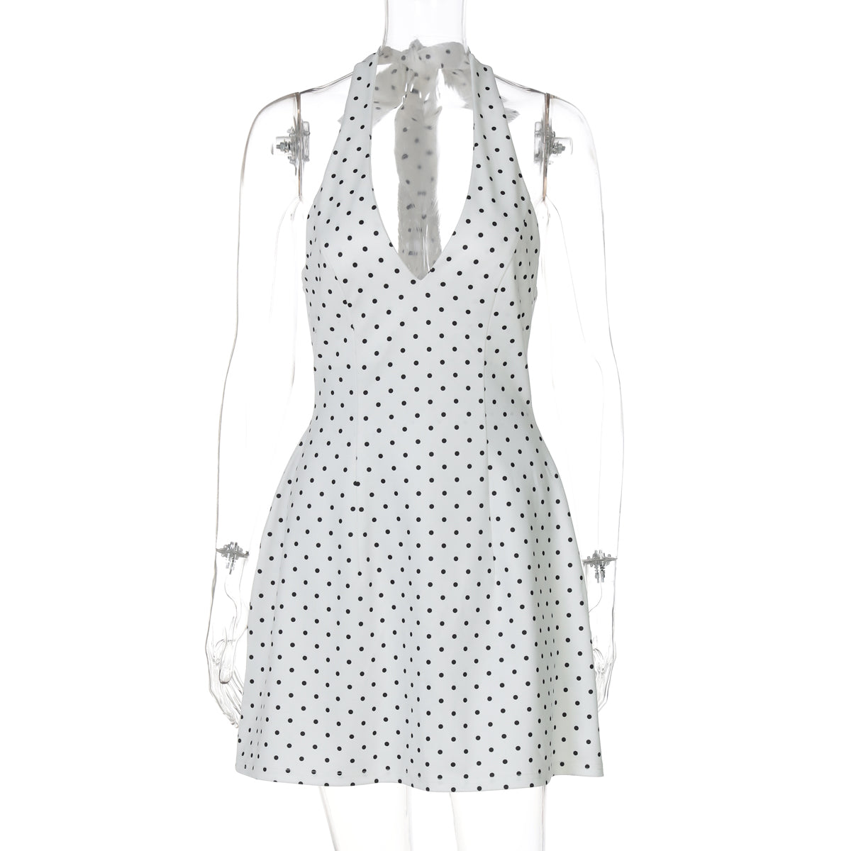 Dot-print off-the-shoulder dress
