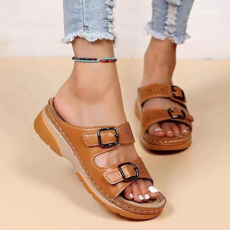 Women's Round Toe Platform Slippers