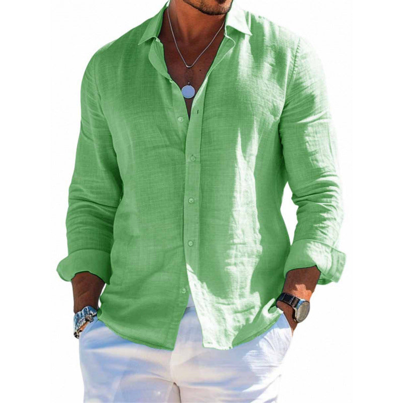 Men's Stretch Long-Sleeve Lapel Shirt