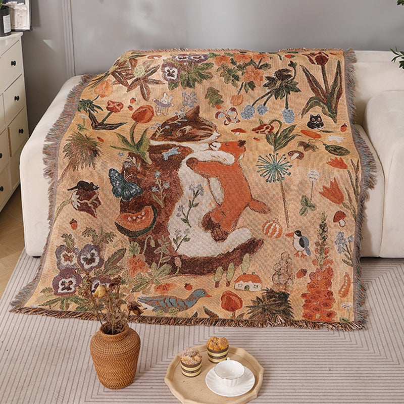 Cartoon Tassel Tapestry Throw