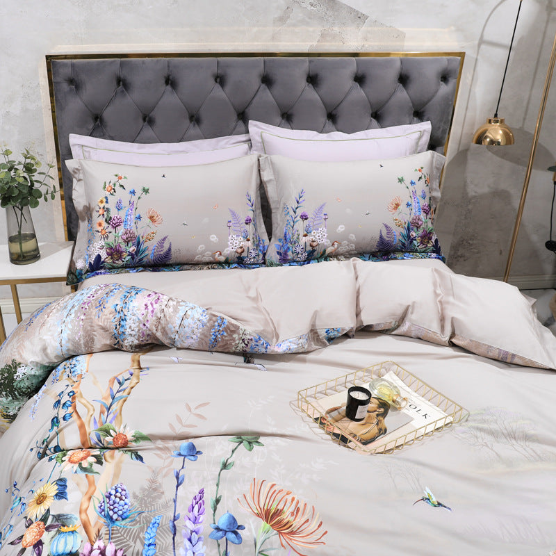 Luxury Cotton Satin Bedding Set with Digital Print