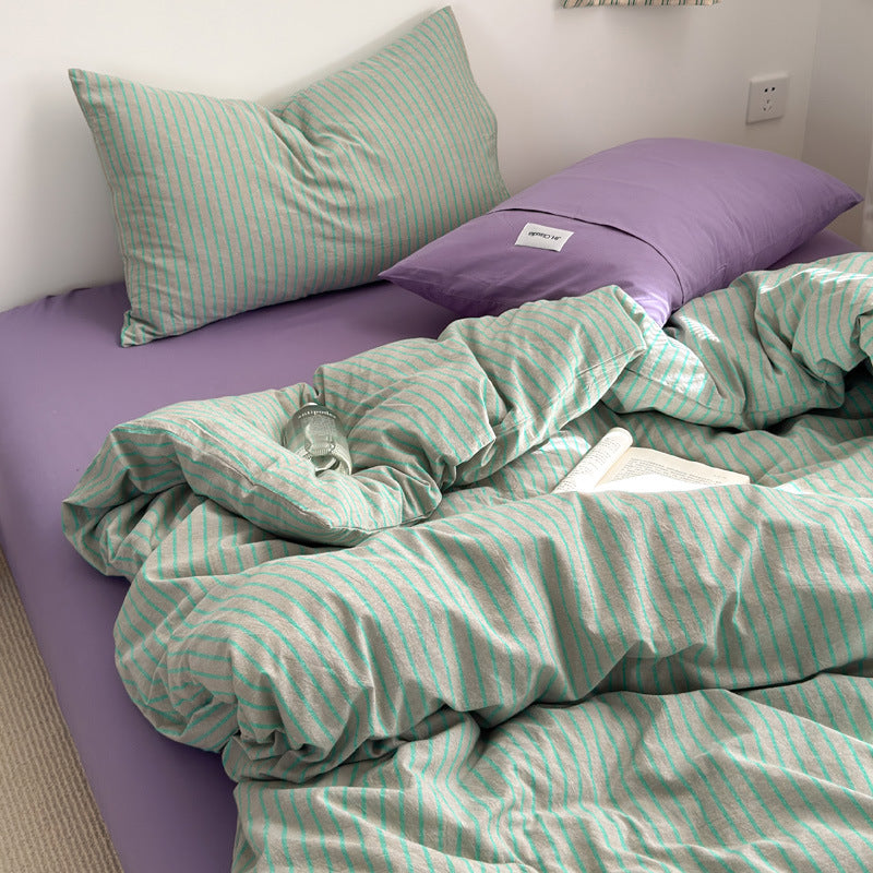 Washed Cotton Striped Bedding Set