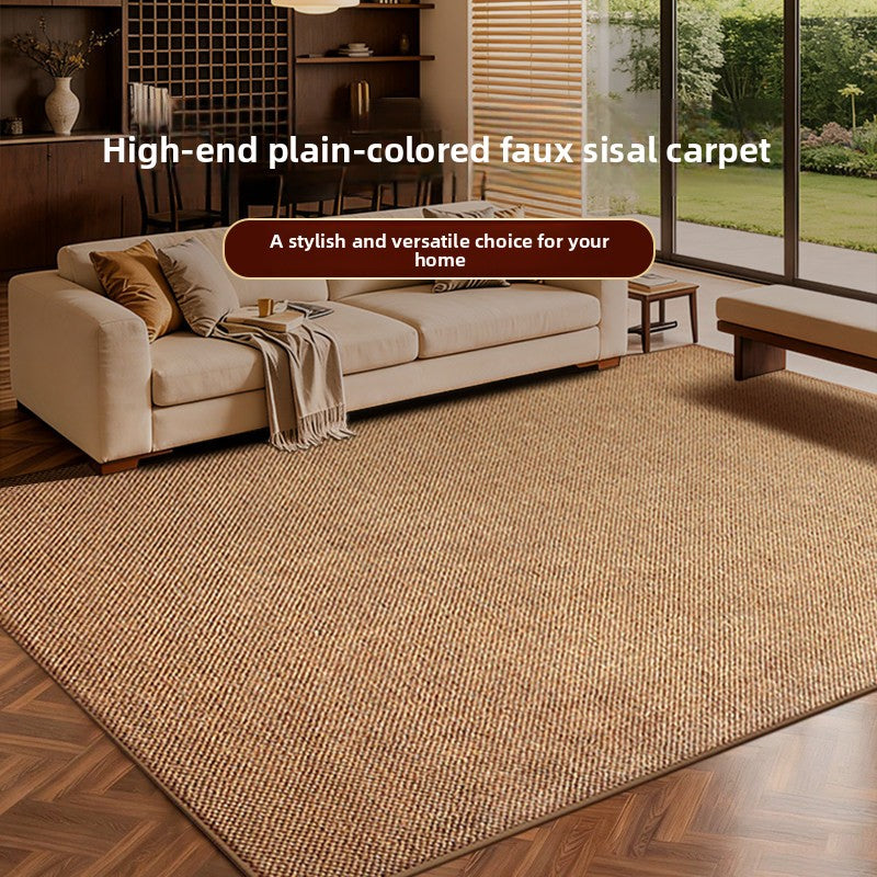 Faux Sisal Textured Area Rug in Beige