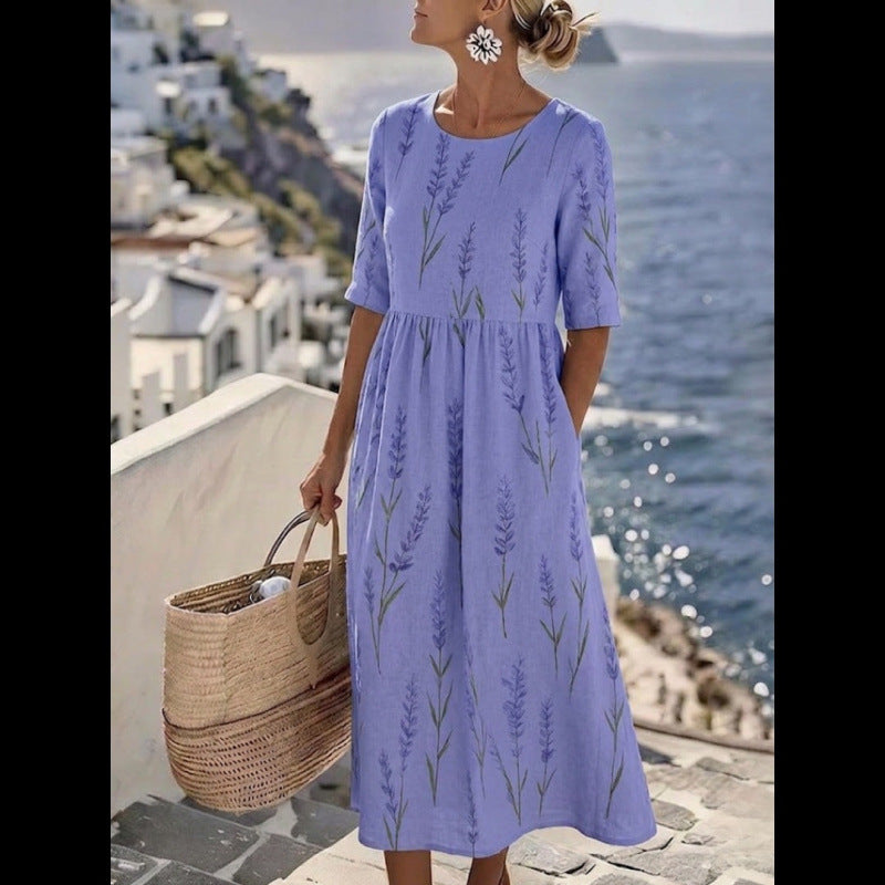 Women's Loose Fit Floral Print A-Line Dress