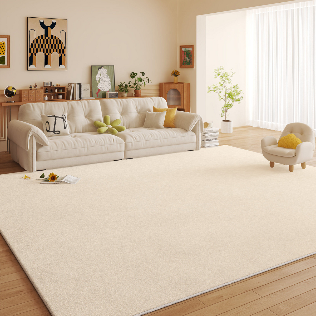 Faux Cashmere Washable Area Rug
