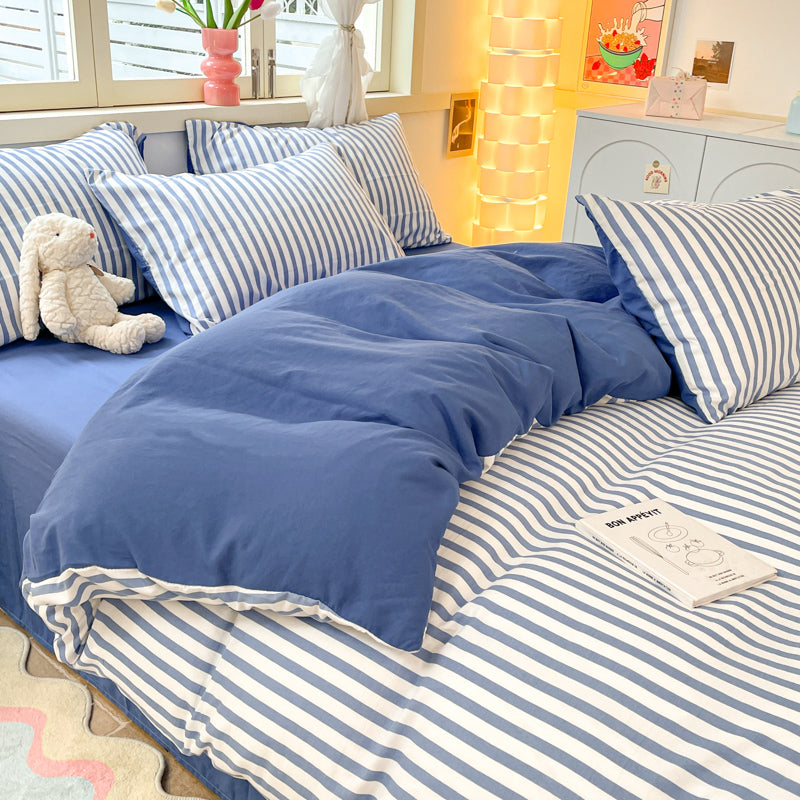 Vertical Striped Four-Piece Bedding Set