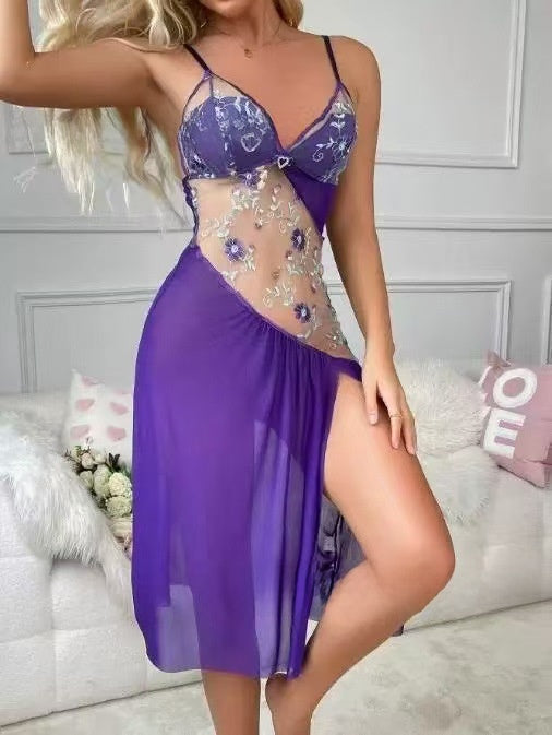 Women's Embroidered Floral Halter Dress