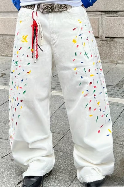 Men's Graffiti Print Straight-Leg Casual Pants