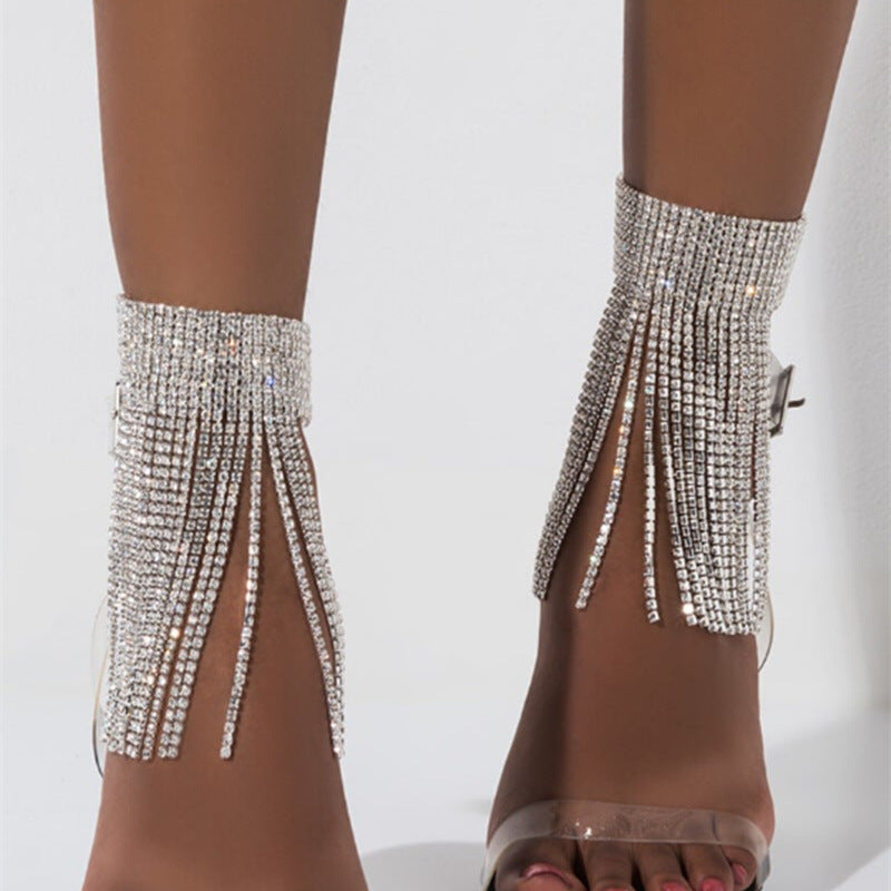 Rhinestone Tassel Anklet