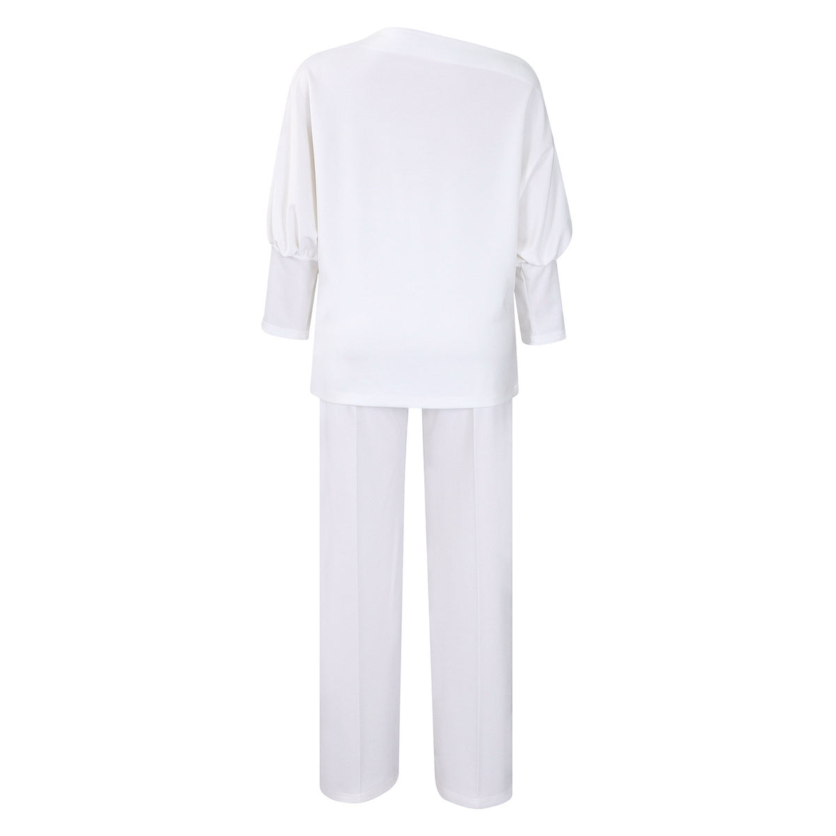 Women's Asymmetrical Neck Top and Wide-Leg Pants Set