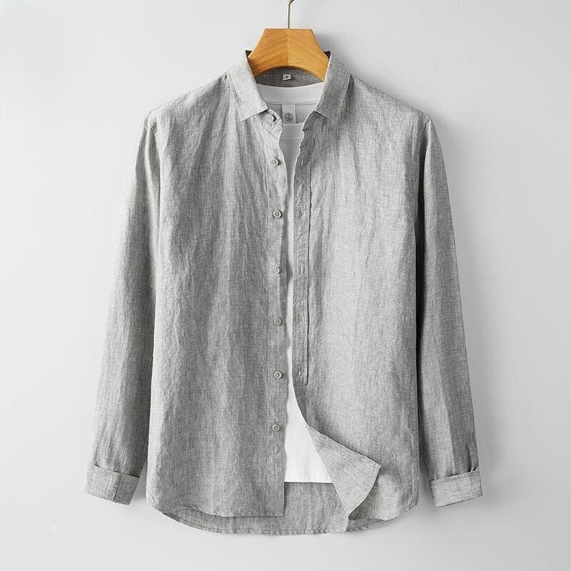 Men's Linen-Cotton Blend Cardigan Shirt