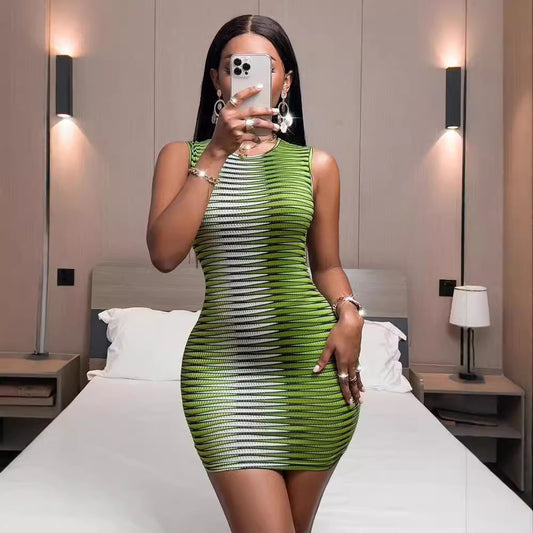 Women's African Print Milk Silk Stretch Dress