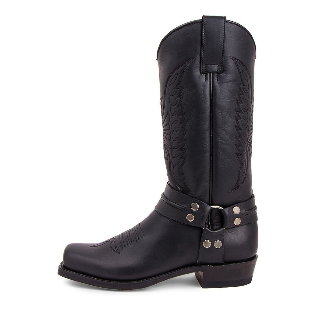 Men's Studded Suede Knight Boots in Black