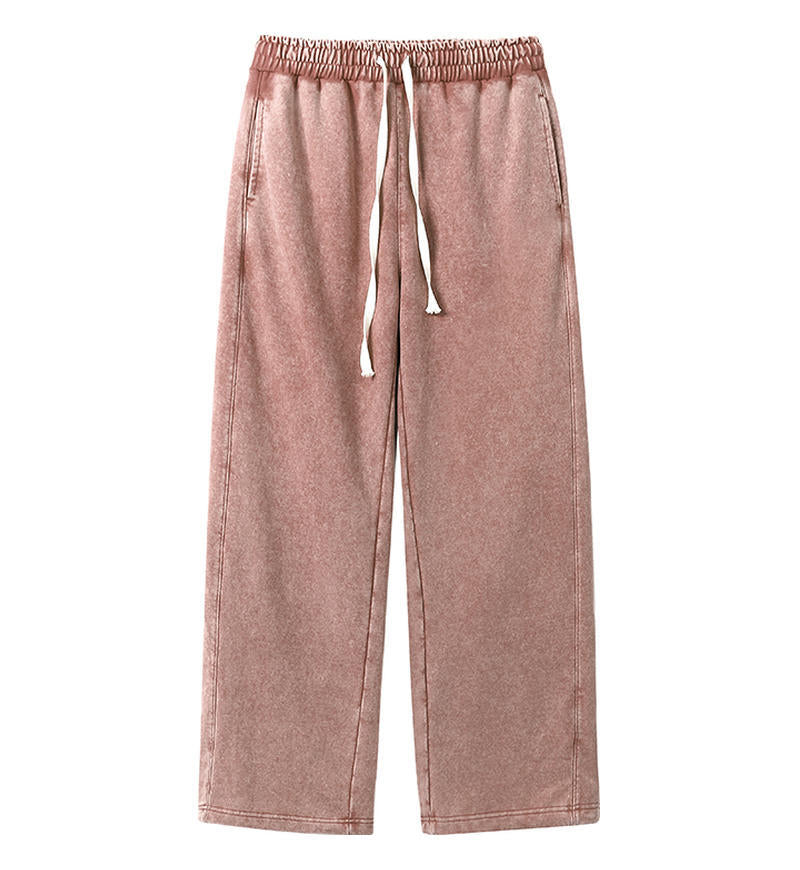 Washed and Distressed Pure Cotton Casual Pants