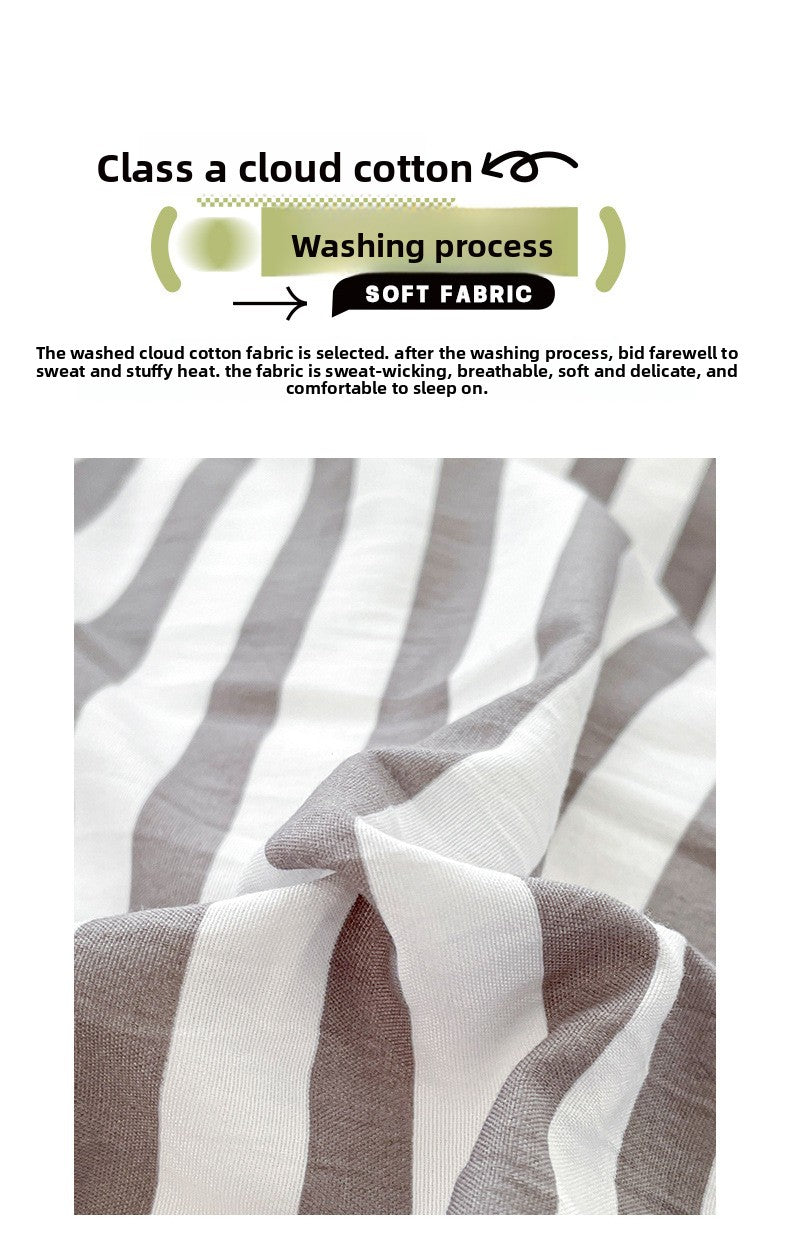 Striped Student Dorm Bedding Set