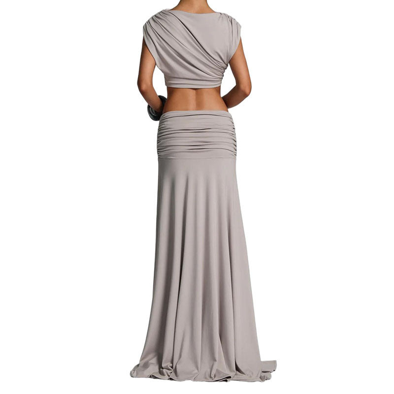 Women's Sleeveless Crop Top and Long Skirt Set
