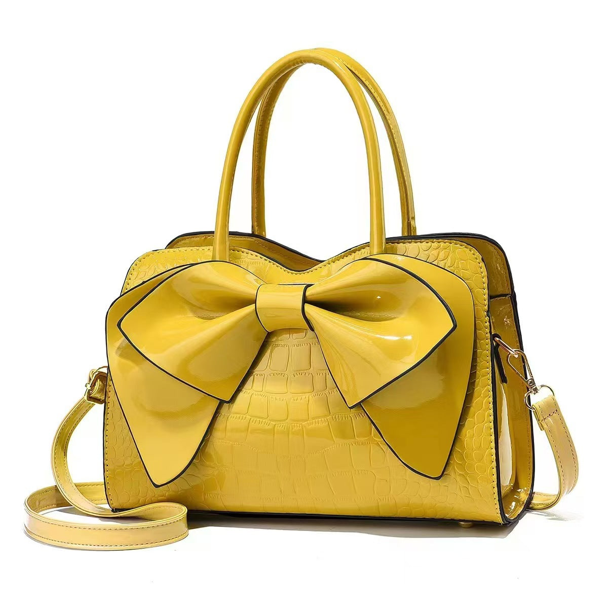 Bow Detail Pebbled Crossbody Bag