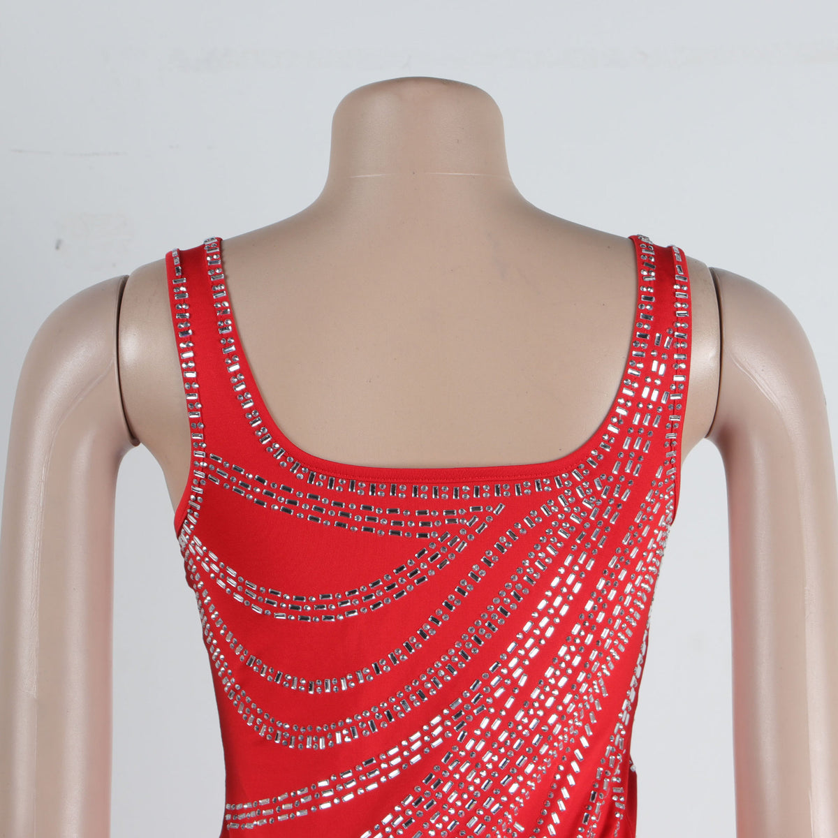Women's Diamond Detail Slit Elastic Bodycon Dress
