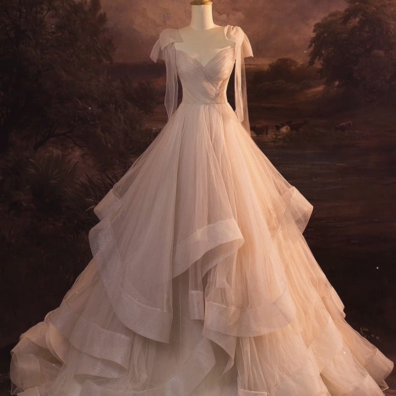 French A-Line Formal Evening Gown in Pink