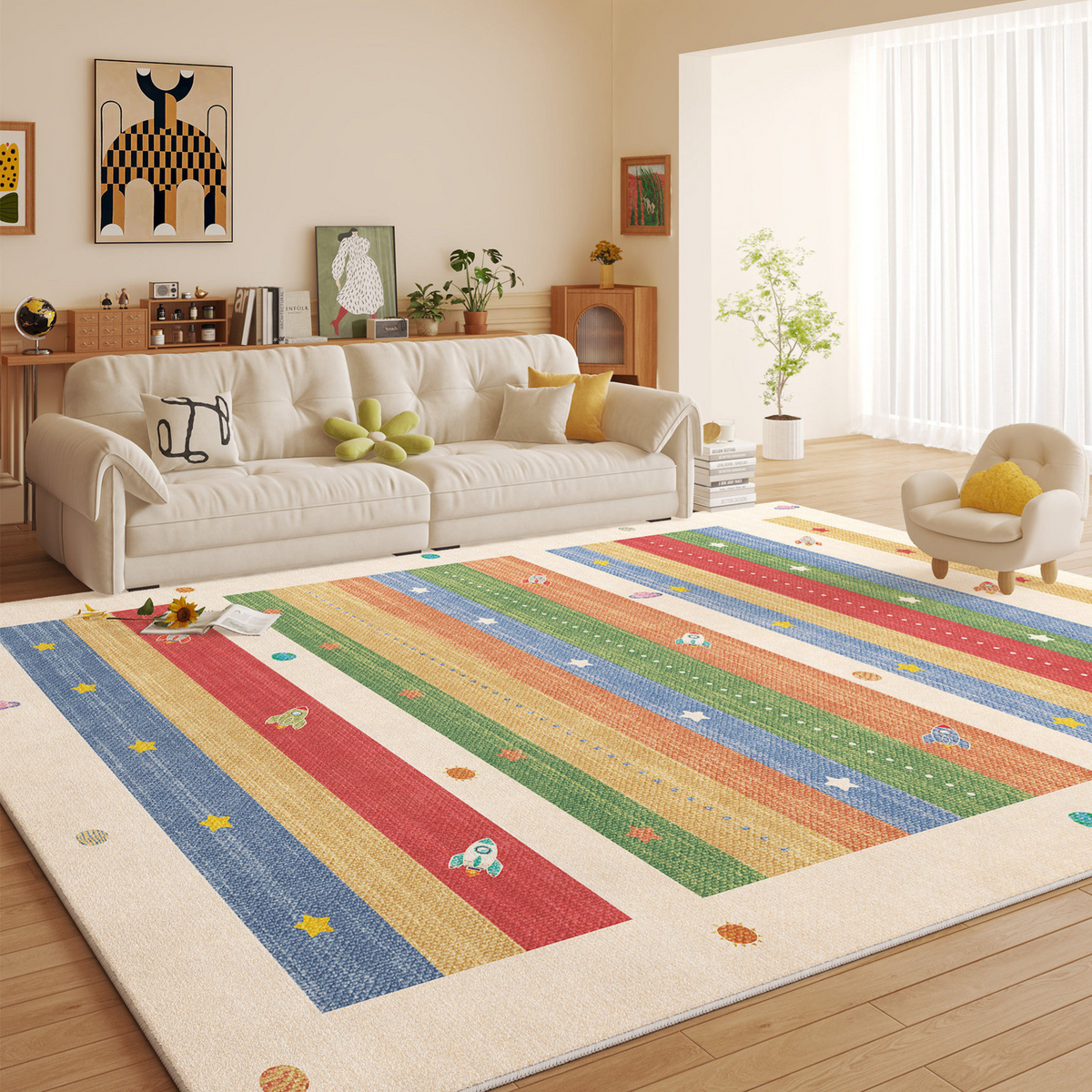 Faux Cashmere Washable Area Rug