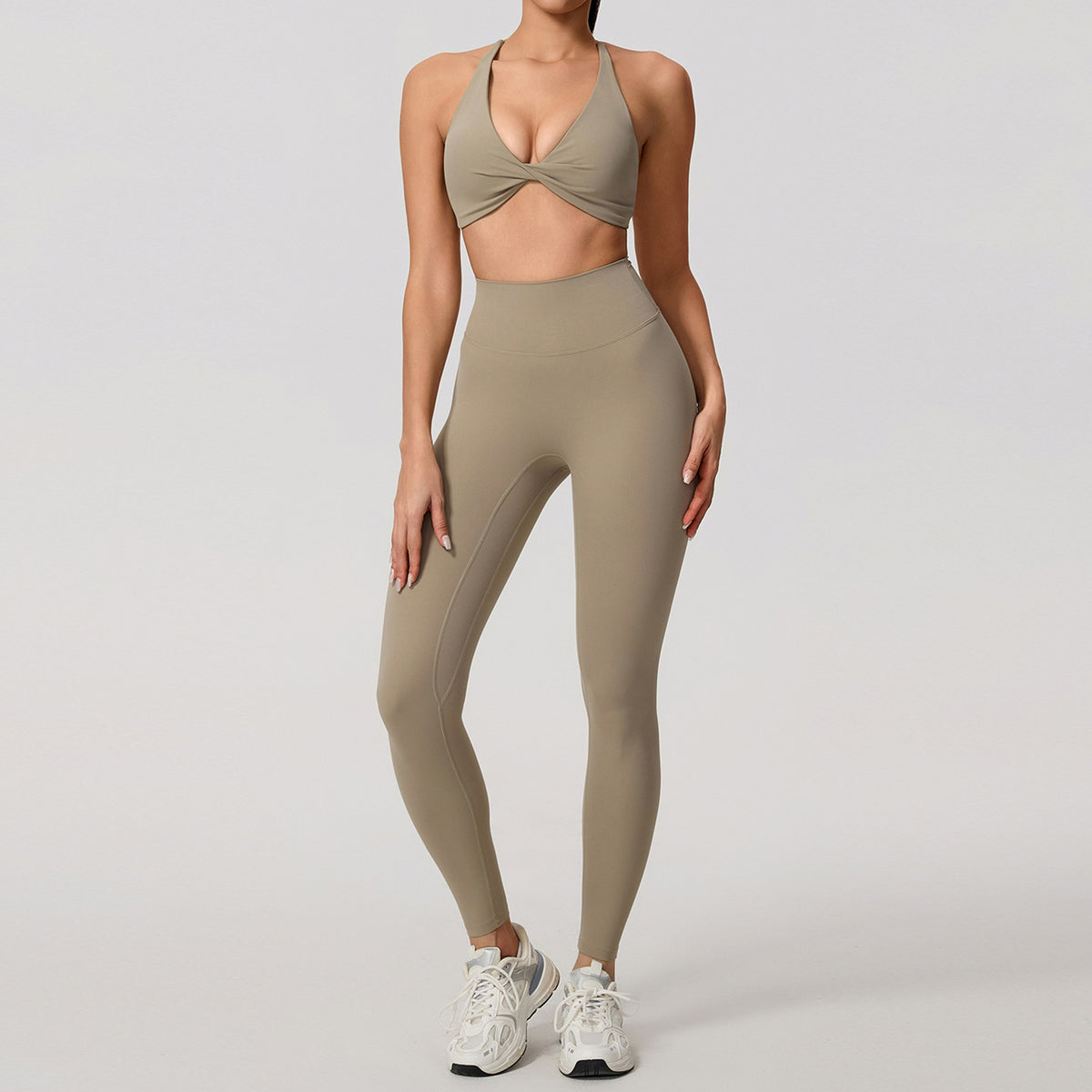 Cross-Back Sports Bra and Bottoms Set