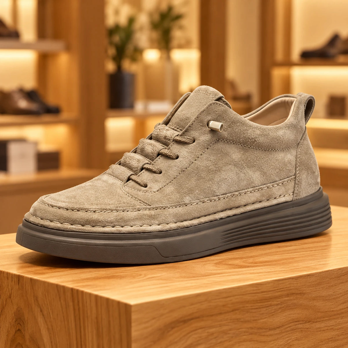 Men's Retro Leather Height-Increasing Board Shoes