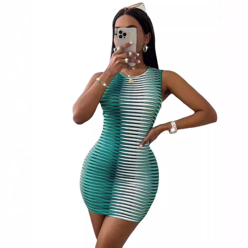 Women's African Print Milk Silk Stretch Dress