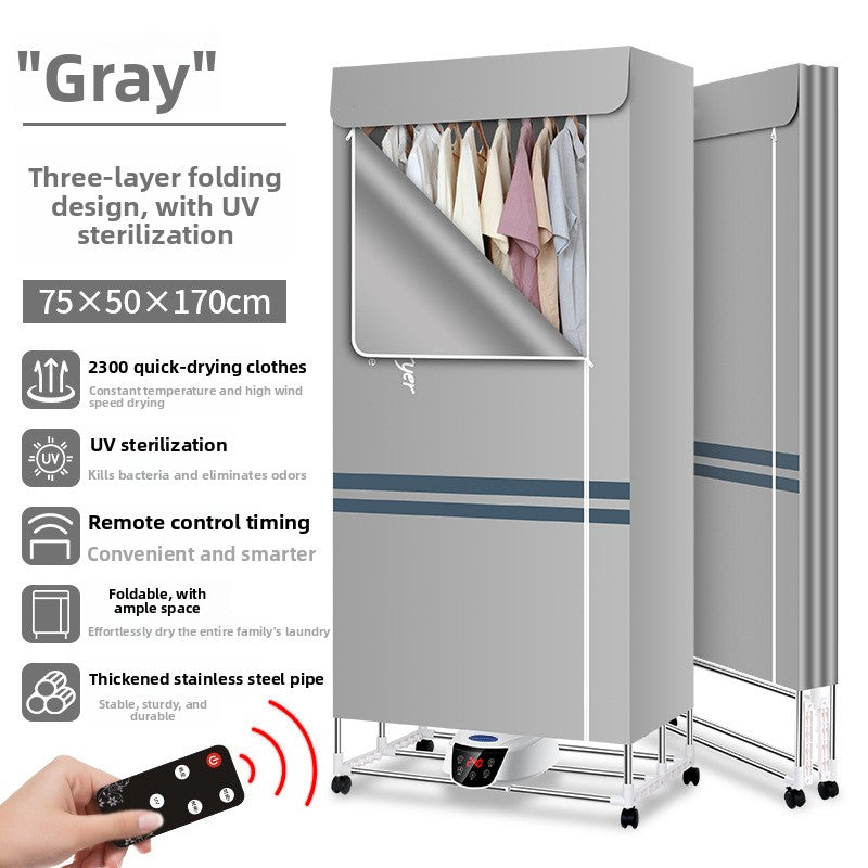 Gray minimal folding clothes dryer, L3 model, UV sanitising
