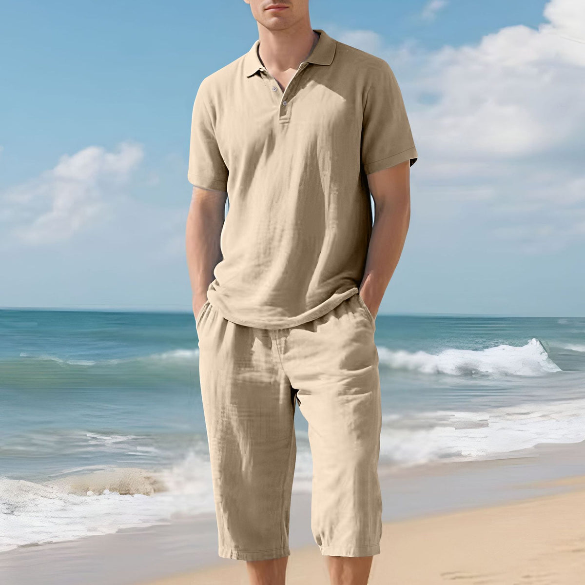 Men's Linen Shirt and Shorts Set