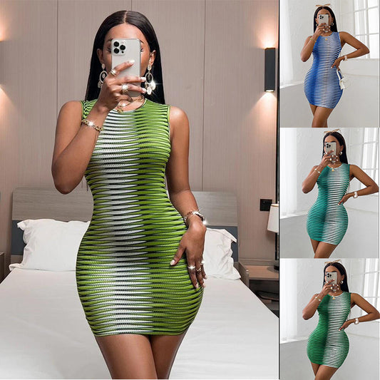 Women's African Print Milk Silk Stretch Dress