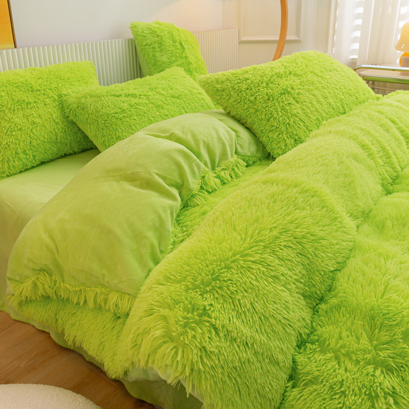 Coral Velvet Four-Piece Bedding Set