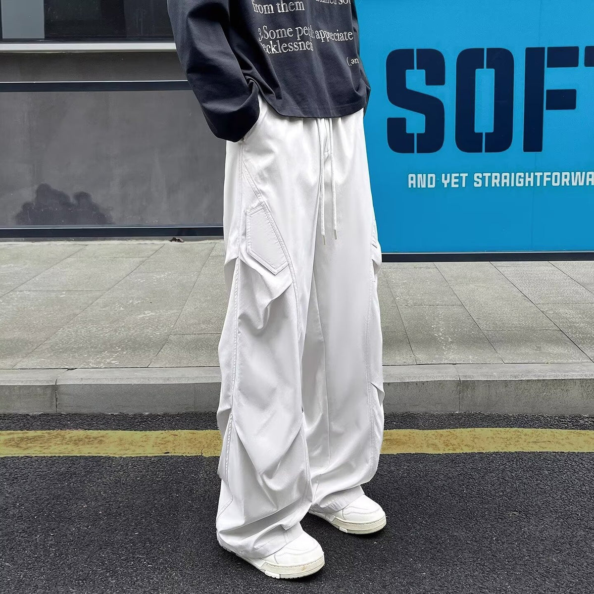 Casual Scimitar Hem Loose Fit Pants