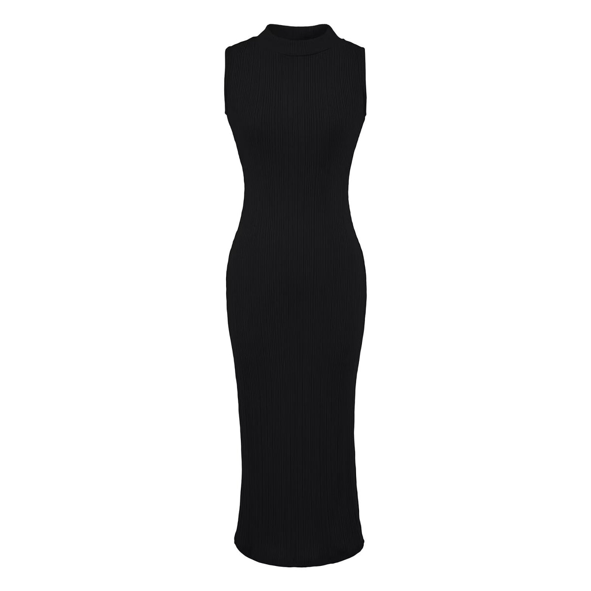 Women's Round Neck Elastic Waist Slit Dress