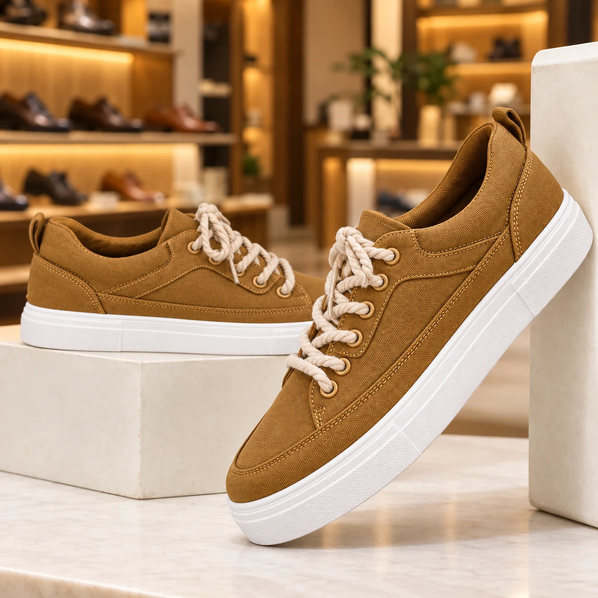 Men's Low-Top Breathable Canvas Shoes in brown
