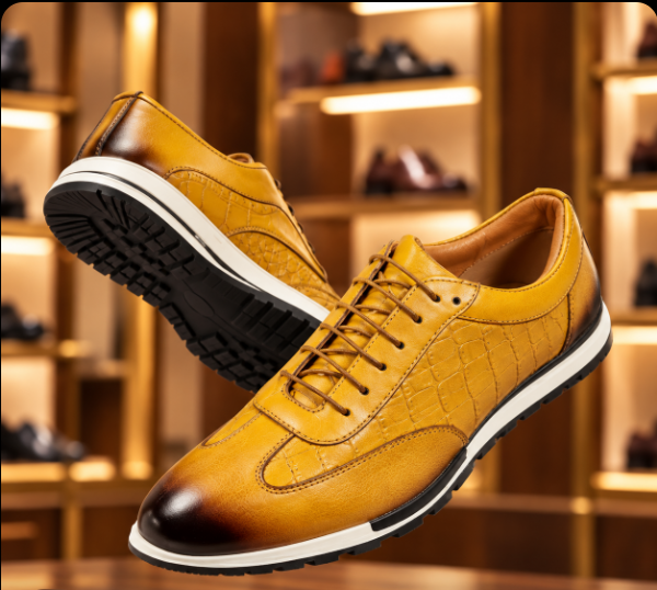 Men's Business Casual Leather Shoes in yellow
