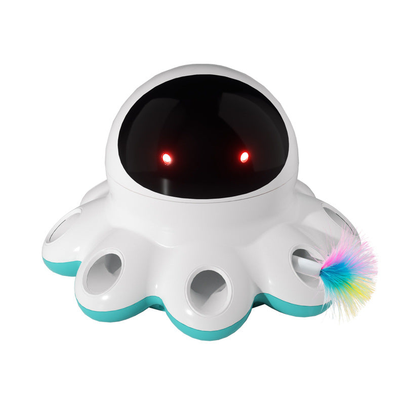 Rotating LED Electric Cat Toy, teal base