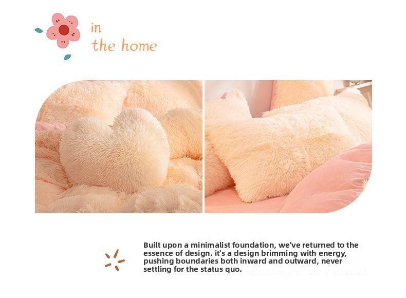 Coral Velvet Four-Piece Bedding Set