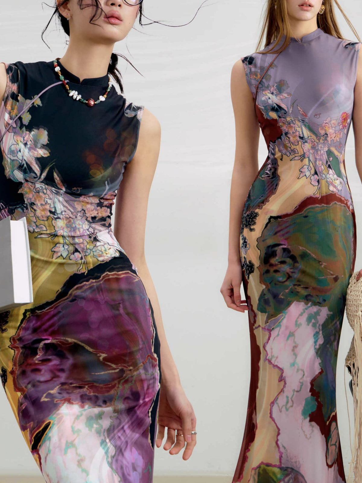Women's Chinoiserie Print Cheongsam Dress