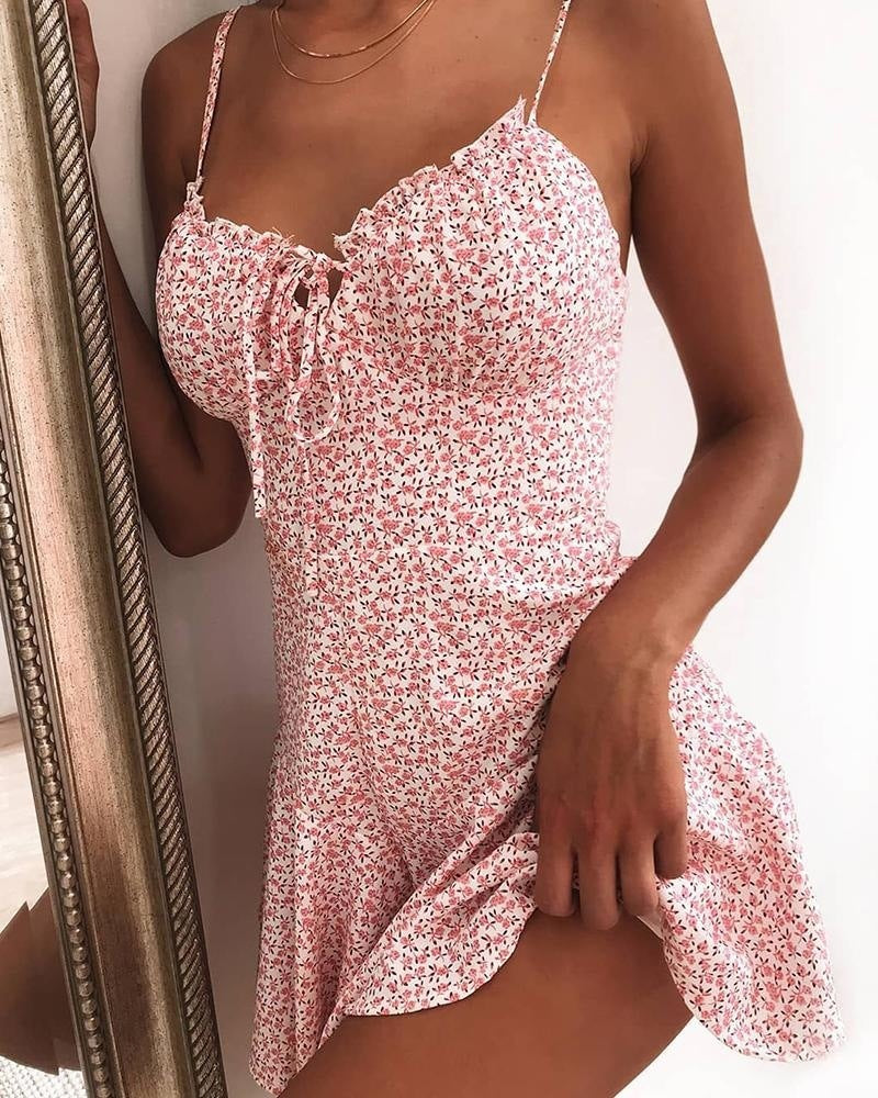 Women's Floral Print Suspender Dress