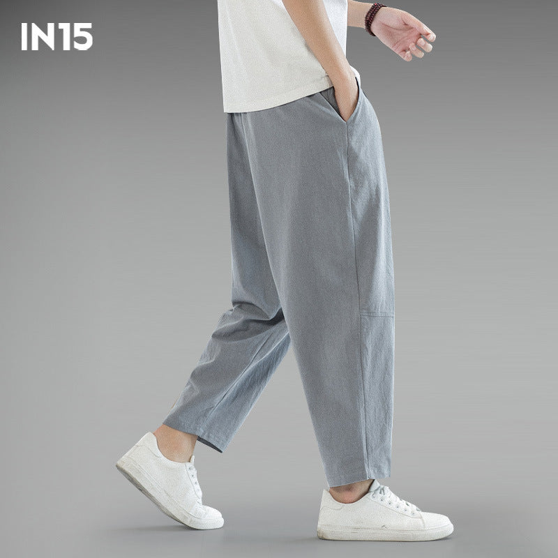 Men's Cotton Linen Cropped Pants
