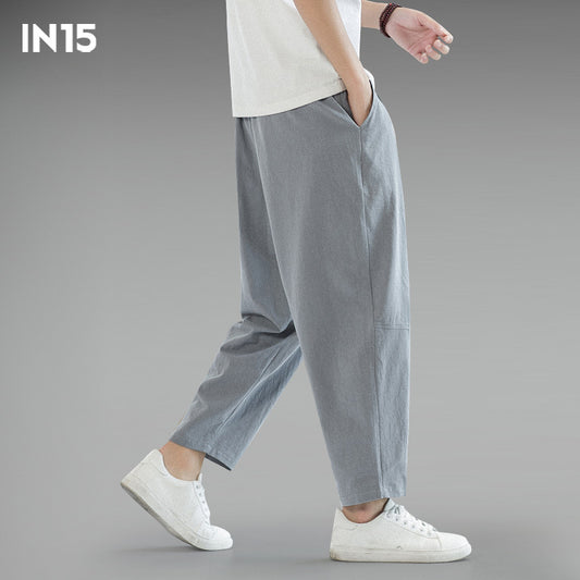 Men's Cotton Linen Cropped Pants