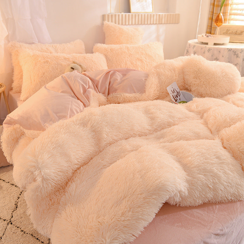 Coral Velvet Four-Piece Bedding Set