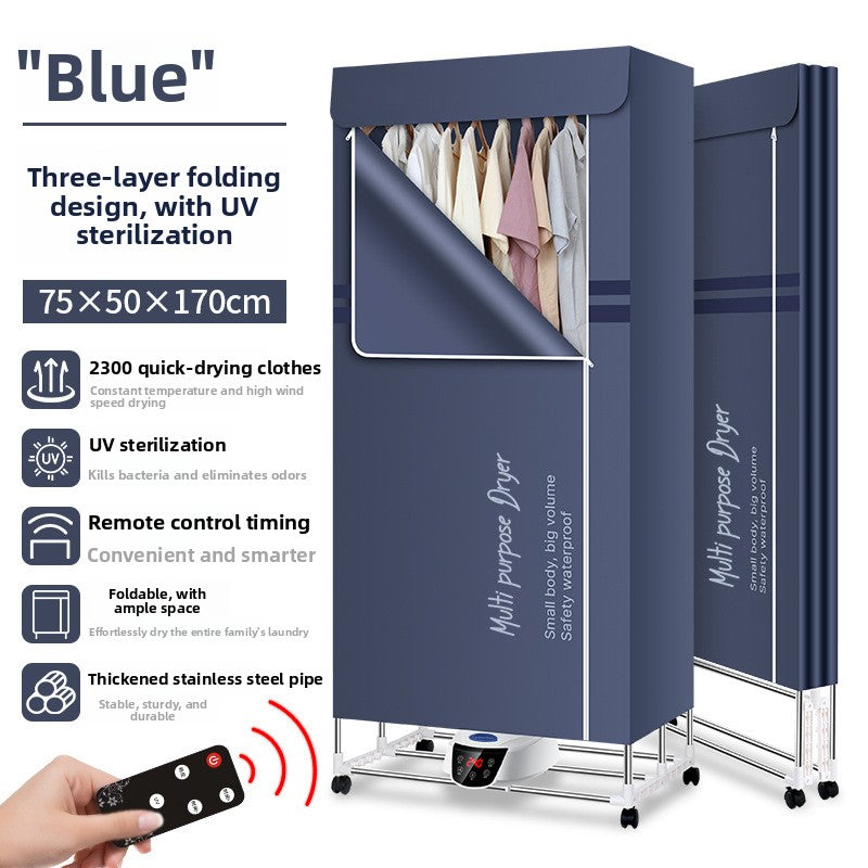 Blue minimal folding clothes dryer, L3 model, UV sanitising