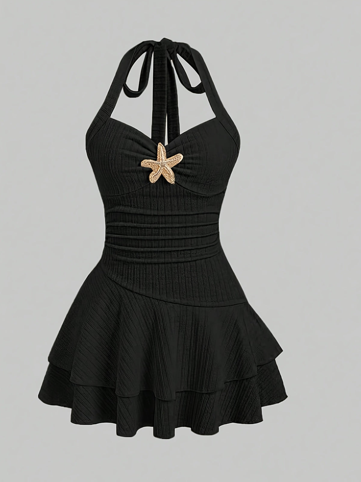 Women's Halter Neck Starfish Knitted Mini Dress