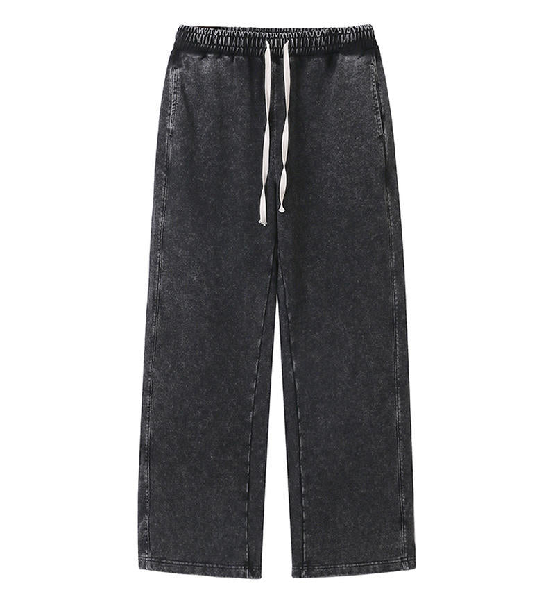 Washed and Distressed Pure Cotton Casual Pants